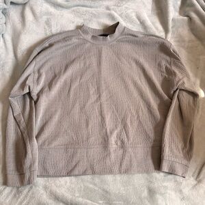 Rachel Zoe Gray Textured Crew Neck Sweatshirt